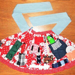Handmade children's apron Blue and red